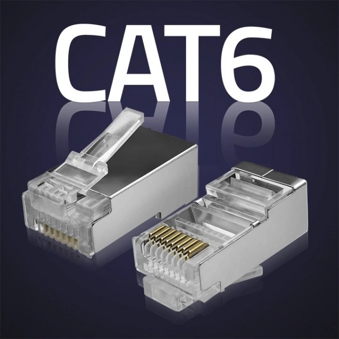 Connecteur RJ45 traversant CAT6 FTP avec contacts plaqués or, 100 pcs