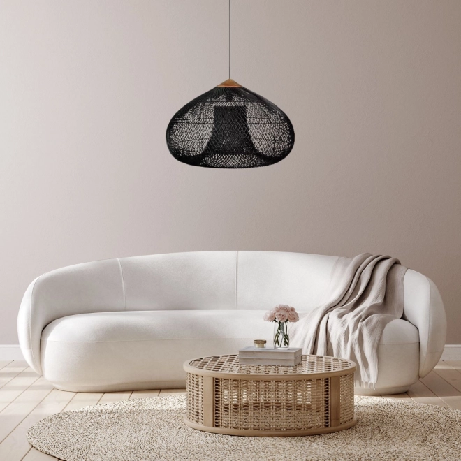 Plafond hanglamp van natuurlijke rotan - 40 cm - zwart
