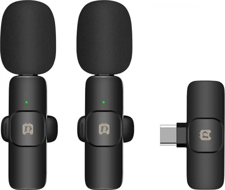 microphone lavalier sans fil usb‑c puluz pour android (kit double)