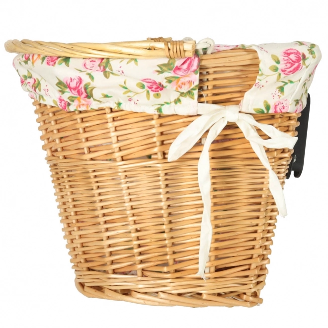 Wicker fietsbak met bloemeninleg
