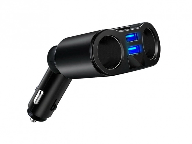 Car Cigarette Lighter Splitter Charger with 2 USB Ports and Voltmeter