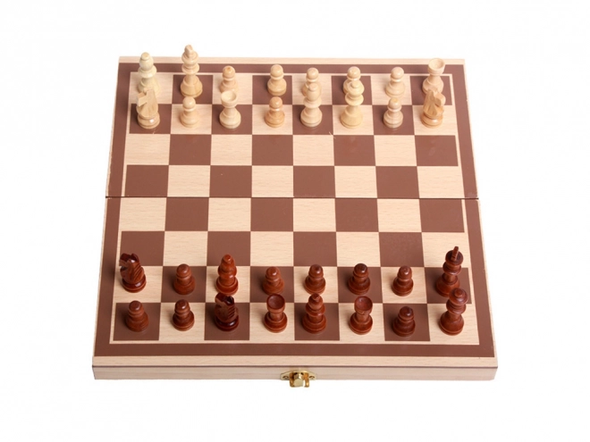 Schach, Dame und Backgammon aus Holz 3-in-1 Set