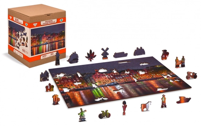 Houten puzzel Nacht Amsterdam