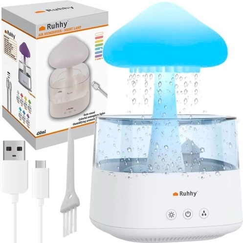 Luftbefeuchter und Nachtlampe Ruhhy mit Regeneffekt