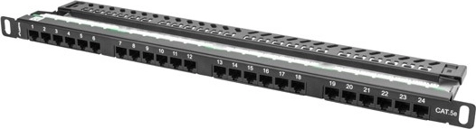 Panneau de brassage 24 ports 0,5U Cat.5e noir