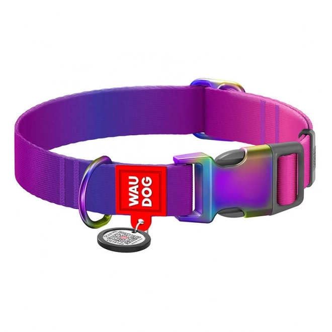 Nylon hondenhalsband met QR-code WAUDOG paars