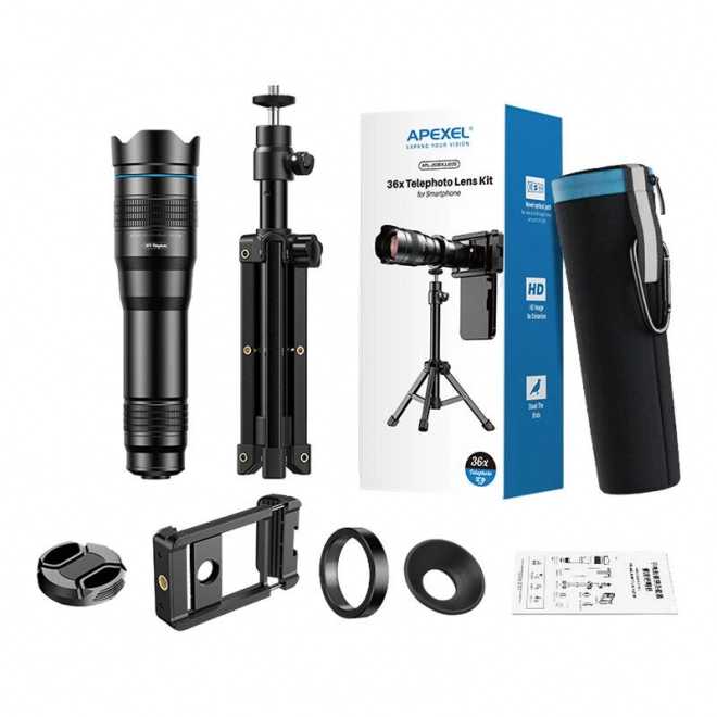 Camera-objectief APEXEL 36X APL-36XJJ020 met statief (zwart)