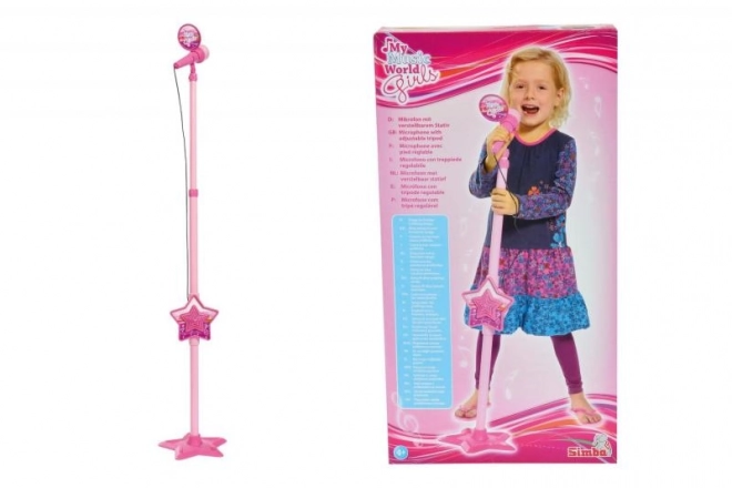 MMW Roze microfoon met standaard, ook voor MP3