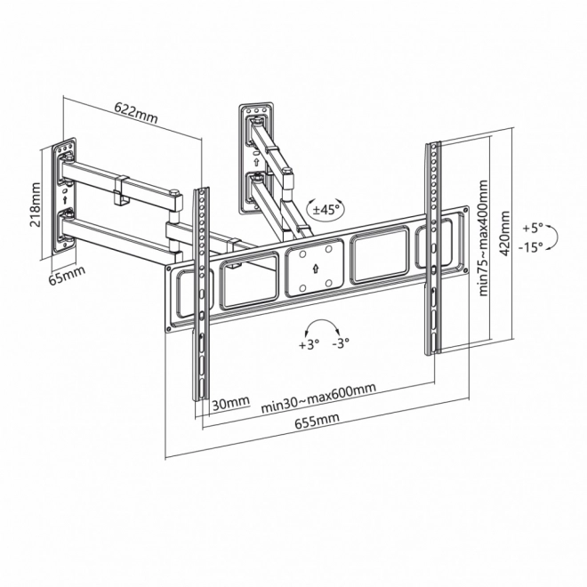 Wall Mount for TV LED/LCD 32-70'' with Adjustment AR-85