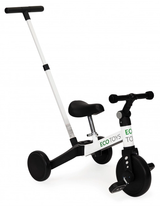 Drielingfiets loopfiets met duwstang 2 in 1