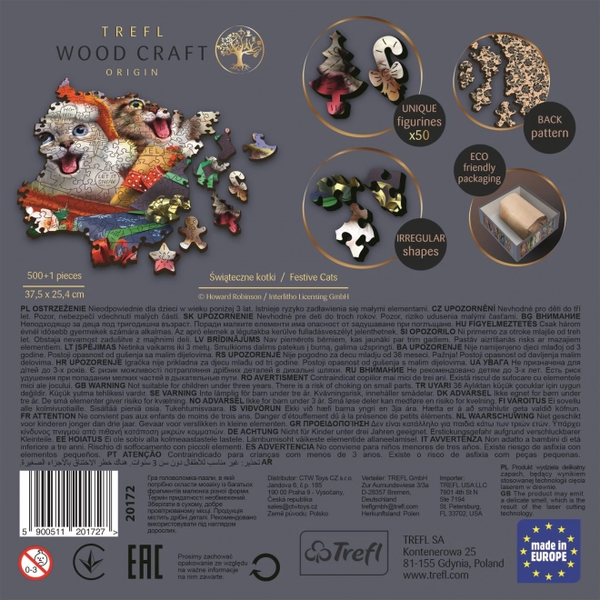 Houten puzzel Kerstkatten 501 stukken