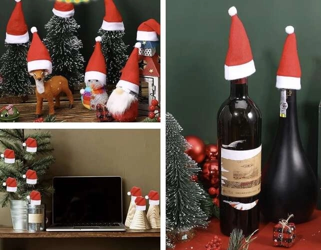 Weihnachtliche Besteckhüllen mit Nikolausmütze