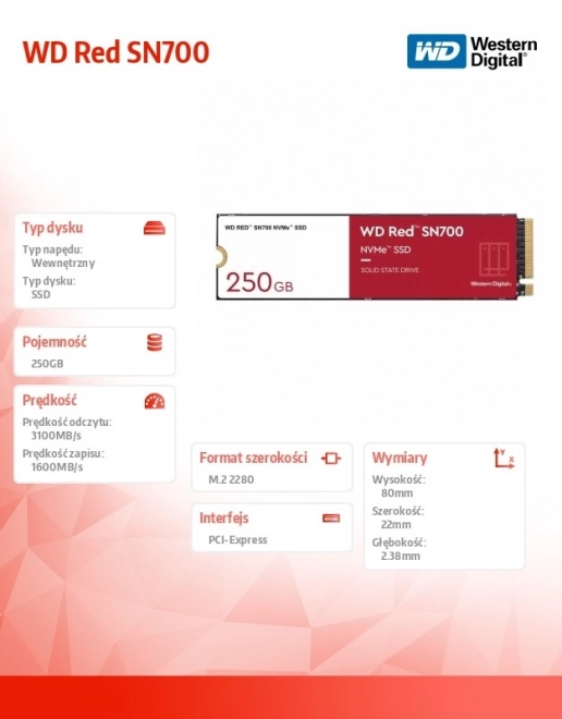 SSD-schijf WD Red SN700 NVMe 250GB M.2