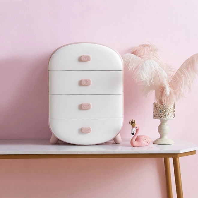 Kastje voor ondergoed met lades - roze, 4 lades
