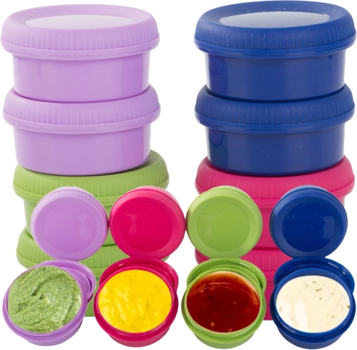 colorful dip and sauce containers 80 ml – set of 8 with lids