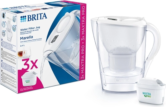 BRITA Marella 2.4 l water filter jug white + 3 MAXTRA PRO Pure Performance cartridges