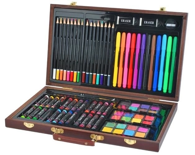 Large Art Set in a Wooden Case for Little Painters - 81pcs