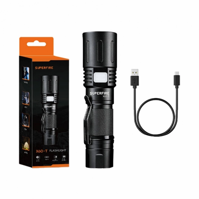 Zaklamp Superfire X60-T USB oplaadbaar, 1500lm