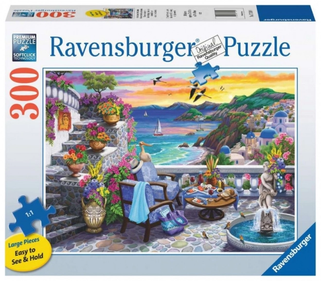 Groot formaat 2D puzzel Zonsondergang boven Santorini 300 stukjes