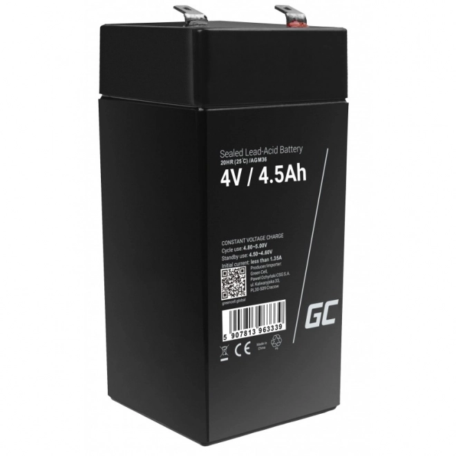 Onderhoudsvrije batterij AGM VRLA Green Cell AGM36 4V 4,5Ah (voor alarmsysteem, kassa's, speelgoed)