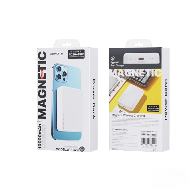 Inductie powerbank 10000 mAh Snelladen PD 20W MagSafe wit