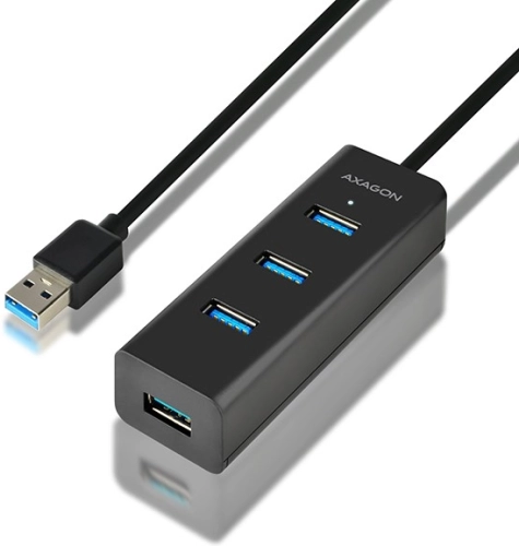 AXAGON HUE-S2BL 4-Port USB 3.2 Gen 1 Hub mit Laden und 1,2 m Kabel