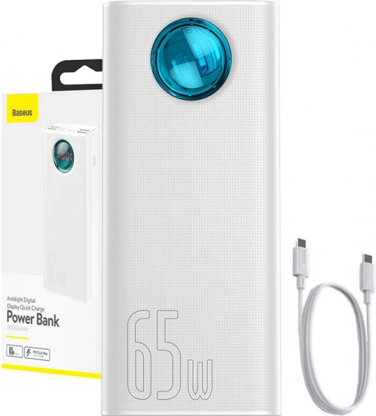 Powerbank Baseus Amblight 30000mAh, 65W, wit