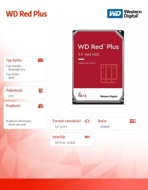 WD Red Plus 4TB 3,5 pouce disque dur pour NAS