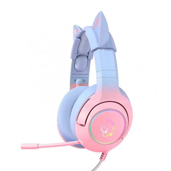 Gaming-Kopfhörer rosa-blau mit Katzenohren