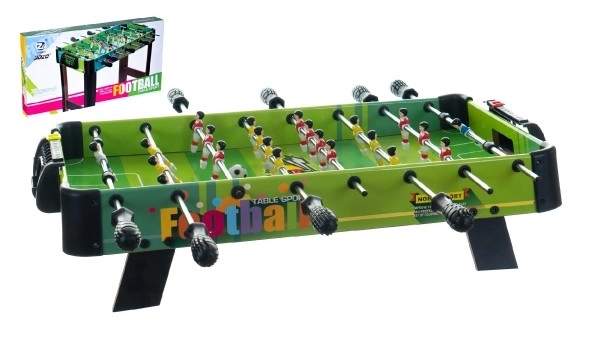 Voetbal/spel 71x36cm houten metalen trekkers met telraam in doos 67x7x36cm