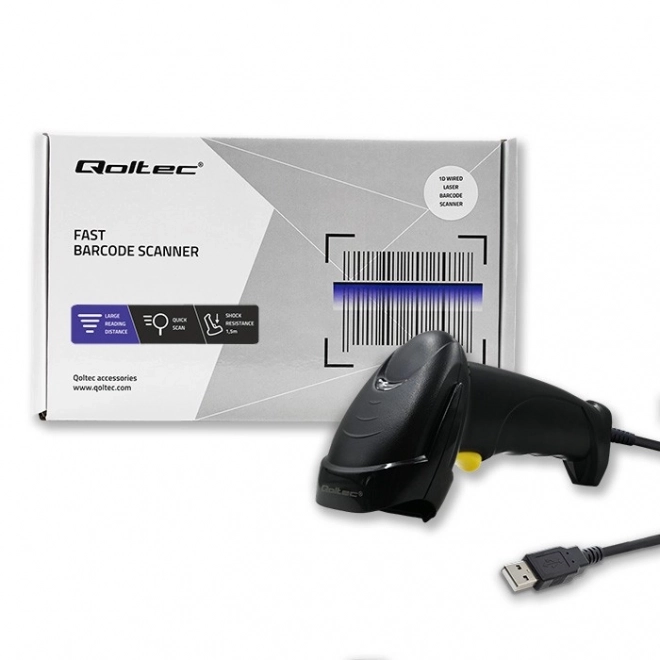 Laser Barcode Scanner 1D USB Black