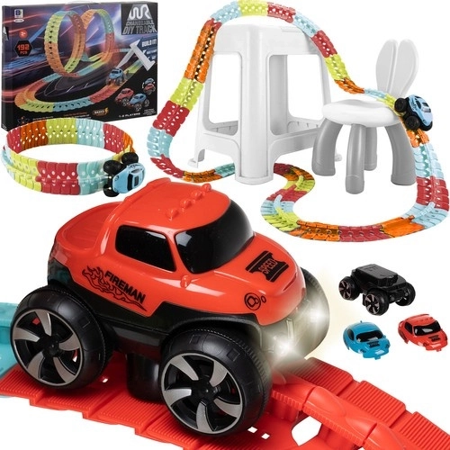 Flexibele racebaan voor kinderen, 192 delen + LED-autootje
