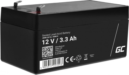 Onderhoudsvrije AGM VRLA-accu Green Cell AGM41 12V 1,3Ah (voor alarm, kassa, speelgoed)
