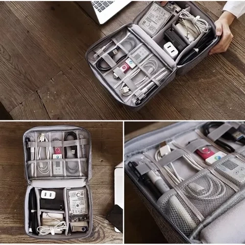 Travel Cable and Charger Organizer with Handle