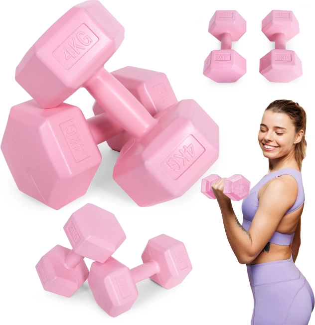Set of Hex Dumbbells 2×4 kg, Pink – ModernHome