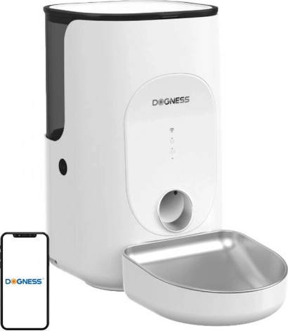 Dogness F16 intelligenter Futterautomat 4 l mit Edelstahlnapf (weiß)