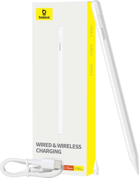Actieve stylus Baseus Smooth Writing 2 met draadloos en bekabeld opladen – wit