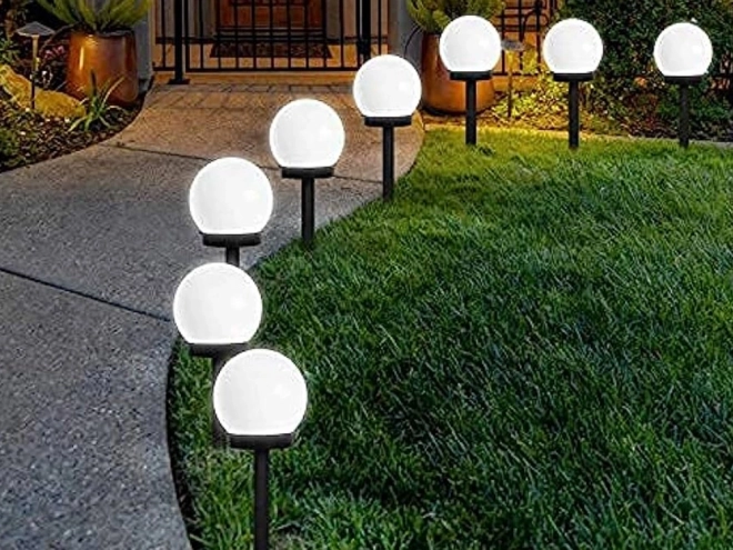 Solar-Gartenlampen Rund Weiß 4er Set