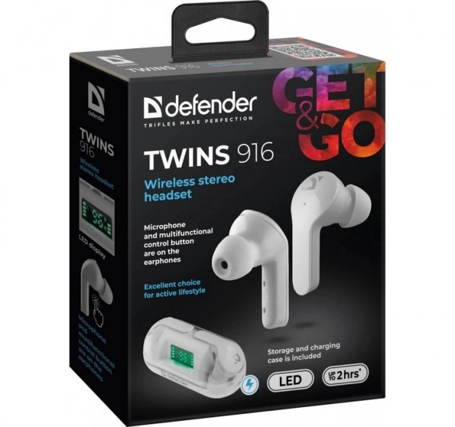 Draadloze oordopjes Twins 916 wit met microfoon