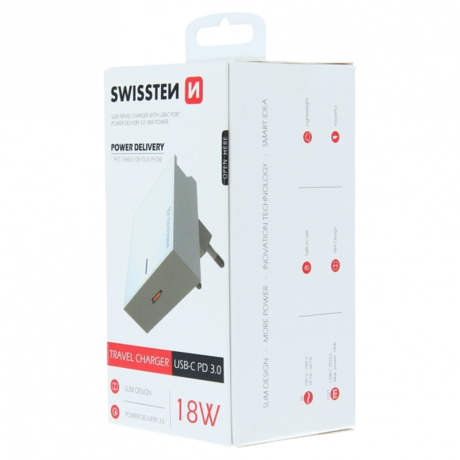 Lader Swissten iPhone 3.0 18W Power Delivery - wit