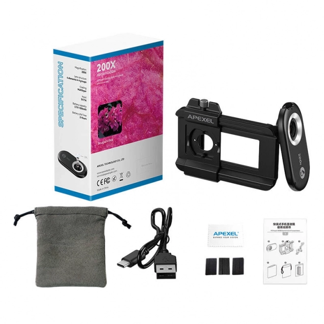 Macro lens voor smartphones 200x Apexel
