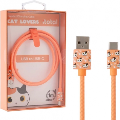 USB‑C charging cable with orange cat