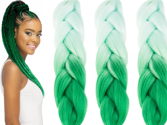 Synthetisch vlechtenhaar in groene ombre