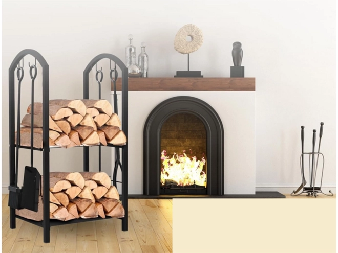 Houtopslagstandaard met accessoires