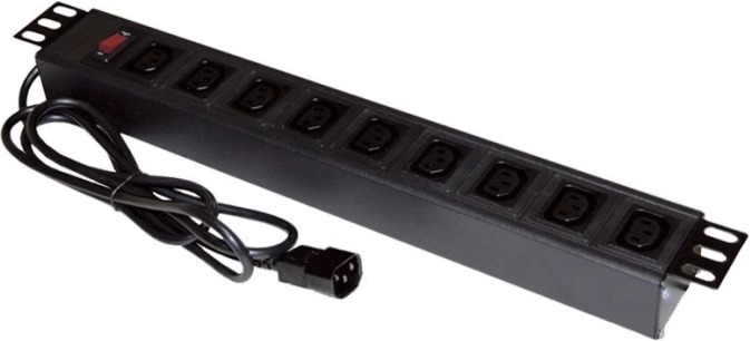 19" PDU 9×C13 met C14-voeding