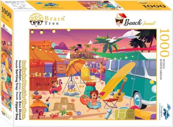 Puzzel BRAIN TREE Zonsondergang op het strand 1000 stukjes