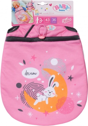 Sleeping bag for BABY born doll, pink with bunny