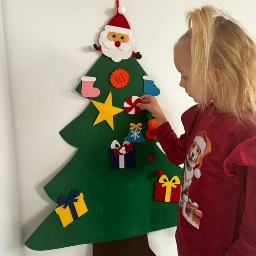 DIY Filz-Weihnachtsbaum mit Dekorationen 90 cm