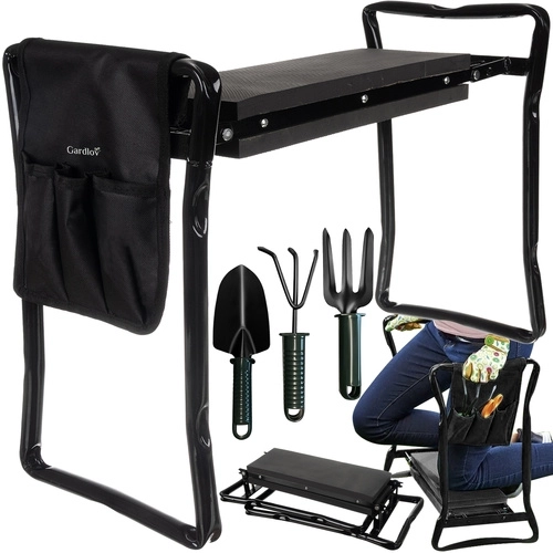 Gartenkniebank und Hocker 3-in-1 mit Werkzeugtasche