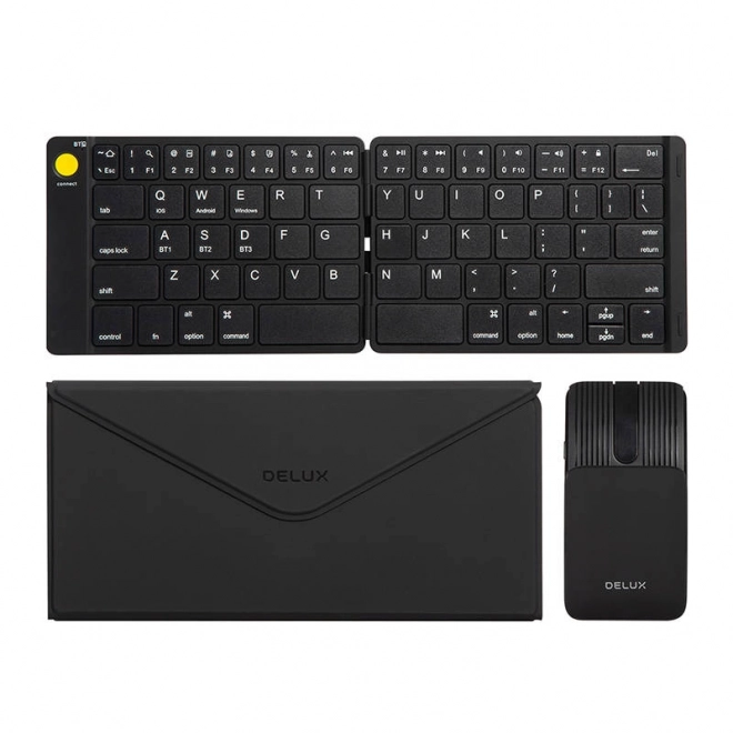 Satz aus kabelloser faltbarer Tastatur und Maus von Delux